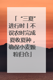 “三夏”进行时丨不误农时完成夏收夏种，确保小麦颗粒归仓