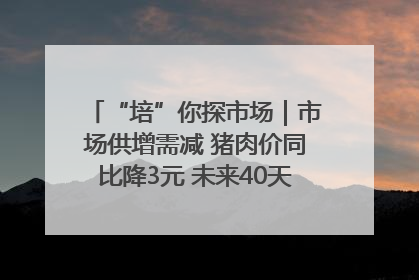 “培”你探市场｜市场供增需减 猪肉价同比降3元 未来40天便宜猪肉敞开吃