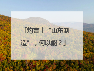 灼言丨“山东制造”，何以能？