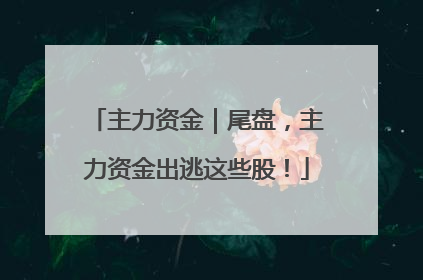 主力资金｜尾盘，主力资金出逃这些股！