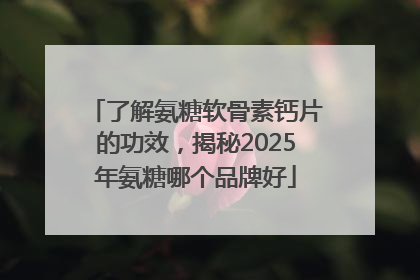了解氨糖软骨素钙片的功效，揭秘2025年氨糖哪个品牌好