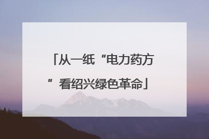 从一纸“电力药方”看绍兴绿色革命