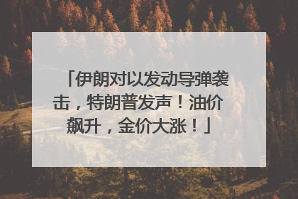 伊朗对以发动导弹袭击，特朗普发声！油价飙升，金价大涨！