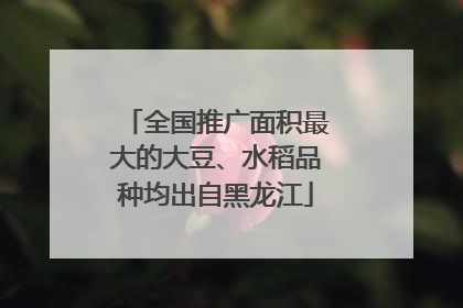 全国推广面积最大的大豆、水稻品种均出自黑龙江