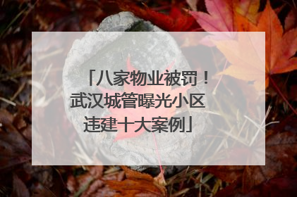 八家物业被罚！武汉城管曝光小区违建十大案例