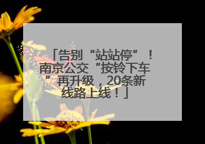 告别“站站停”！南京公交“按铃下车”再升级，20条新线路上线！