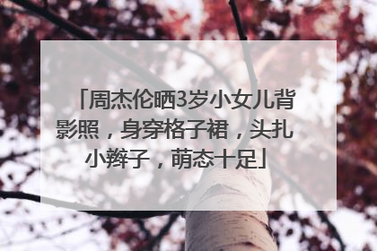 周杰伦晒3岁小女儿背影照，身穿格子裙，头扎小辫子，萌态十足
