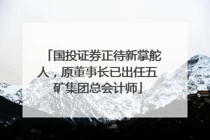 国投证券正待新掌舵人，原董事长已出任五矿集团总会计师