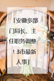 安徽多部门局长、主任职务调整！3市最新人事