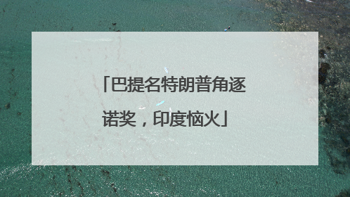 巴提名特朗普角逐诺奖，印度恼火