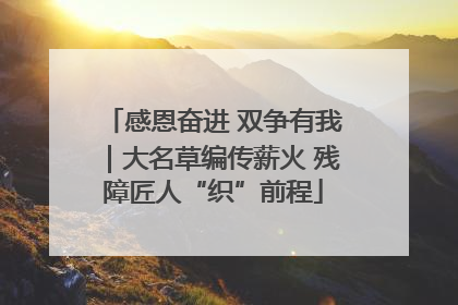 感恩奋进 双争有我｜大名草编传薪火 残障匠人“织”前程