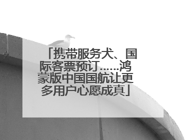 携带服务犬、国际客票预订……鸿蒙版中国国航让更多用户心愿成真