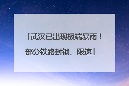 武汉已出现极端暴雨！部分铁路封锁、限速