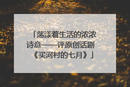 荡漾着生活的浓浓诗意——评原创话剧《买河村的七月》
