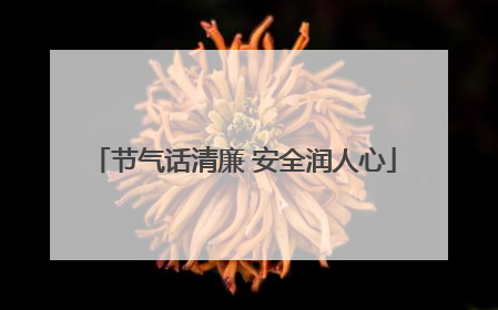 节气话清廉 安全润人心