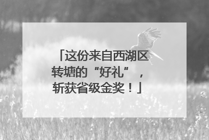 这份来自西湖区转塘的“好礼”，斩获省级金奖！