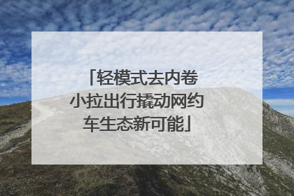 轻模式去内卷 小拉出行撬动网约车生态新可能