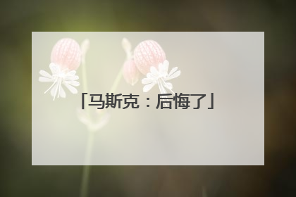 马斯克：后悔了